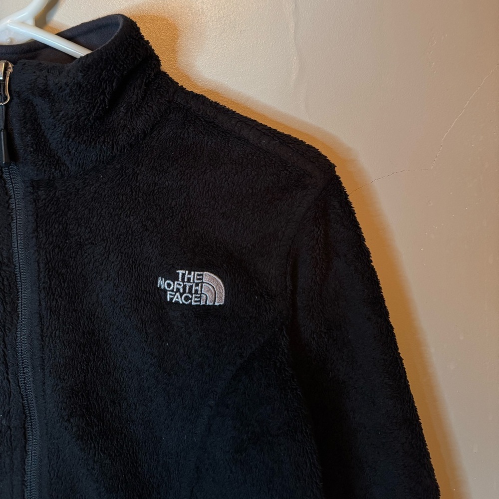 The North Face Fuzzy Fleece Full Zip Embroidered Jacket Black Womens Size Medium - Picture 3 of 14